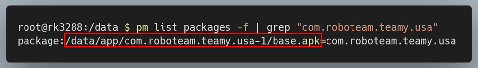 Figure 10: Looking for the APK for “com.roboteam.teamy.usa”