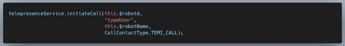 Figure 21: Invoking initiateCall() from Contact Details → Robot Call