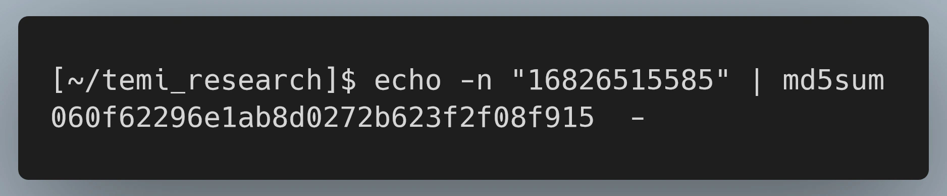 Figure 42: Taking the MD5 hash of the phone number