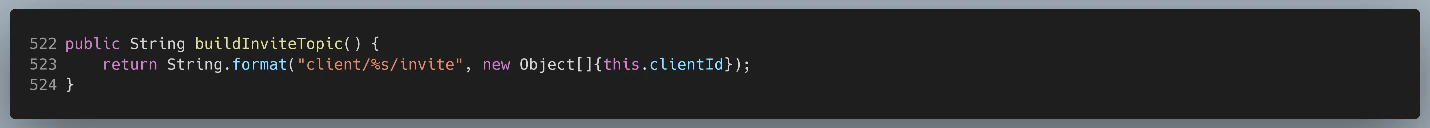 Figure 47: MqttManagerImpl.buildInviteTopic()