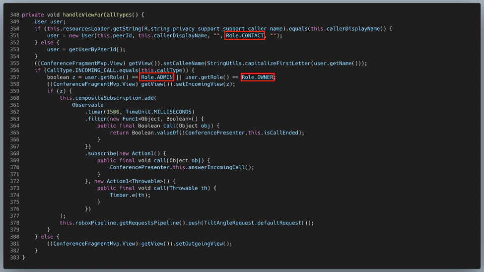 Figure 52: ConferencePresenter.handleViewForCallTypes()