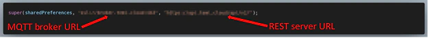 Figure 60: URLs for the MQTT broker and REST server
