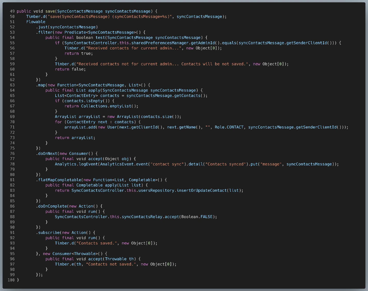 Figure 69: SyncContactsController.save()