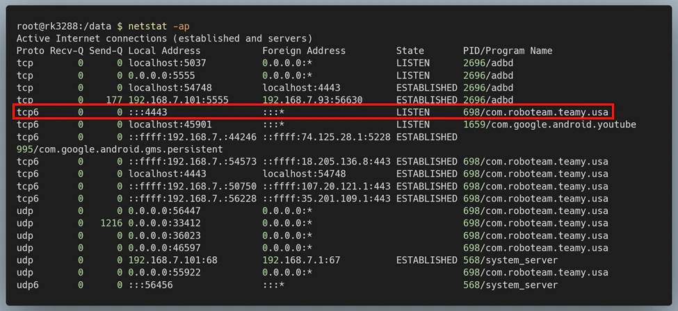 Figure 8: Running netstat