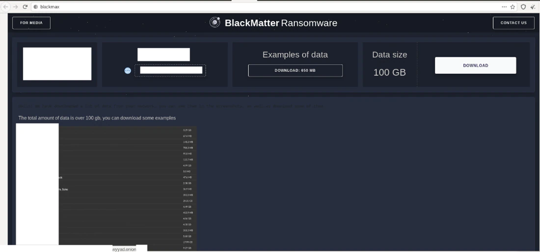 Figure 9. screenshot of BlackMatter, where the data is stored on the Groove server