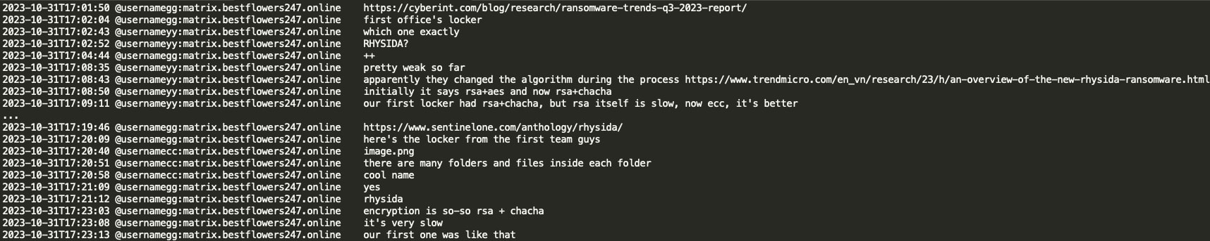 Figure 18: GG advises Rhysida is a ransomware used by the first office/team