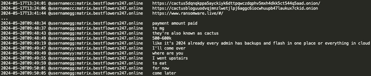 Figure 20: GG advises 500-600k was paid to Cactus ransomware