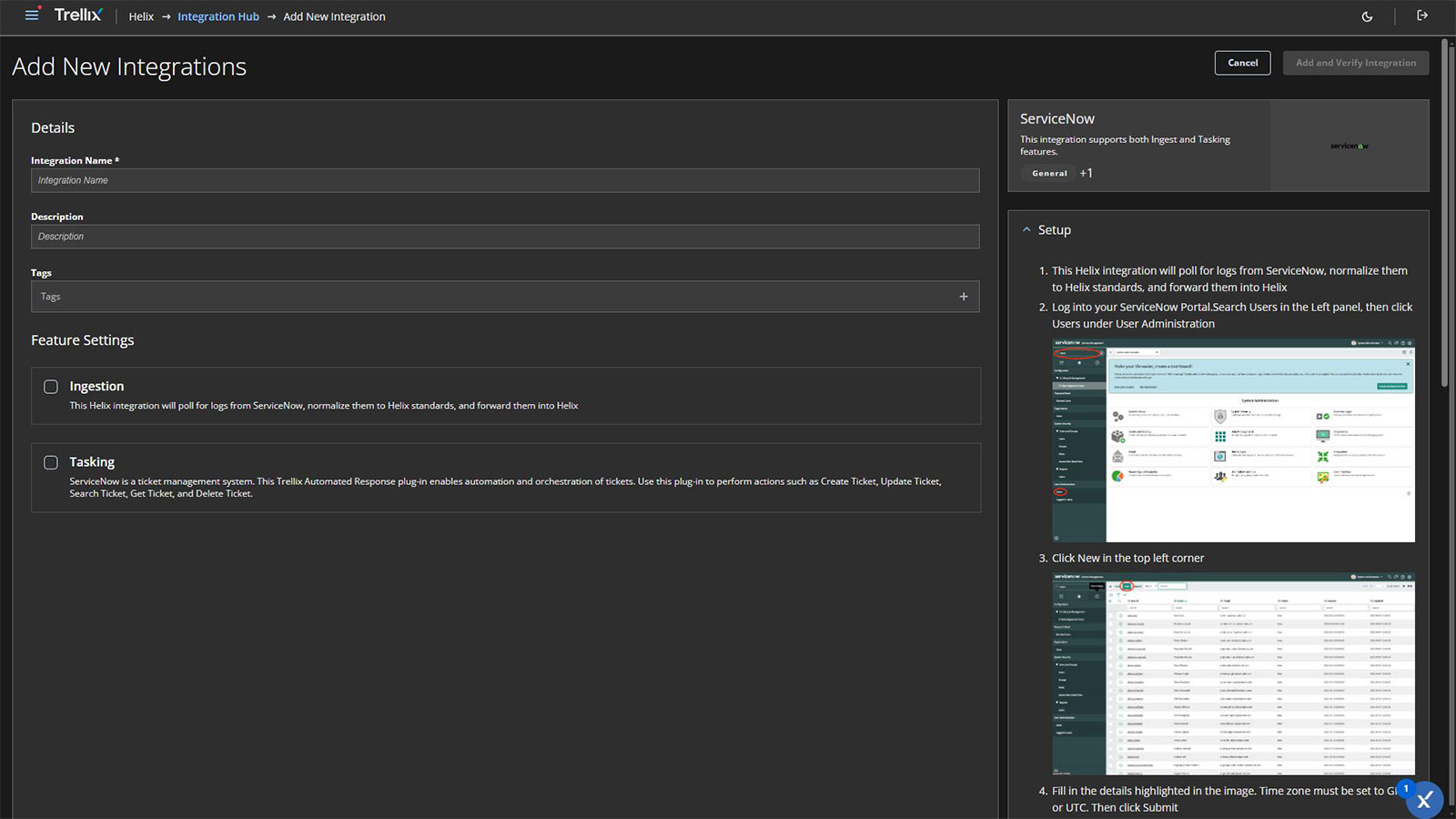 Figure 1: The new Integration Hub provides setup tips for users