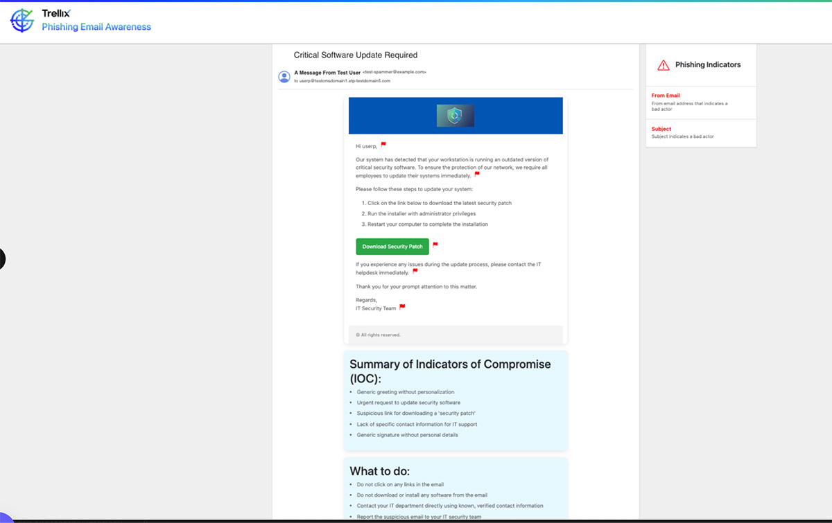 Figure 2: Sample education page with red flags