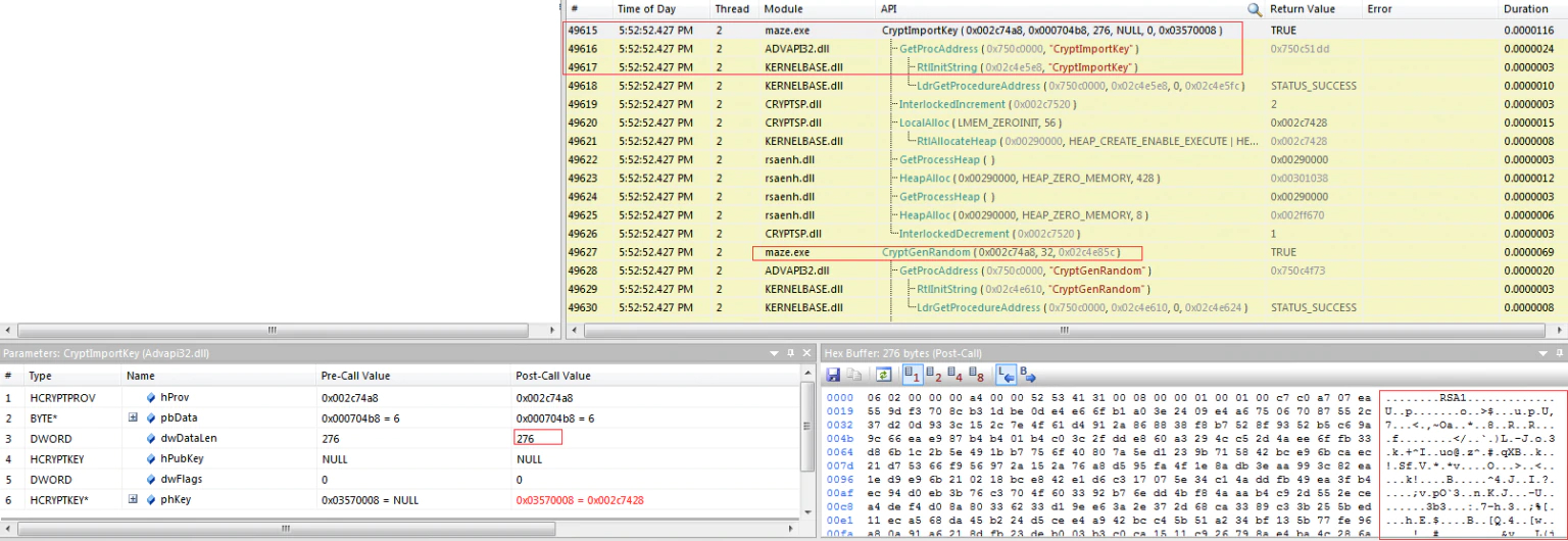 FIGURE 21. IMPORT OF THE RSA PUBLIC BLOB FOR THE MALWARE DEVELOPERS
