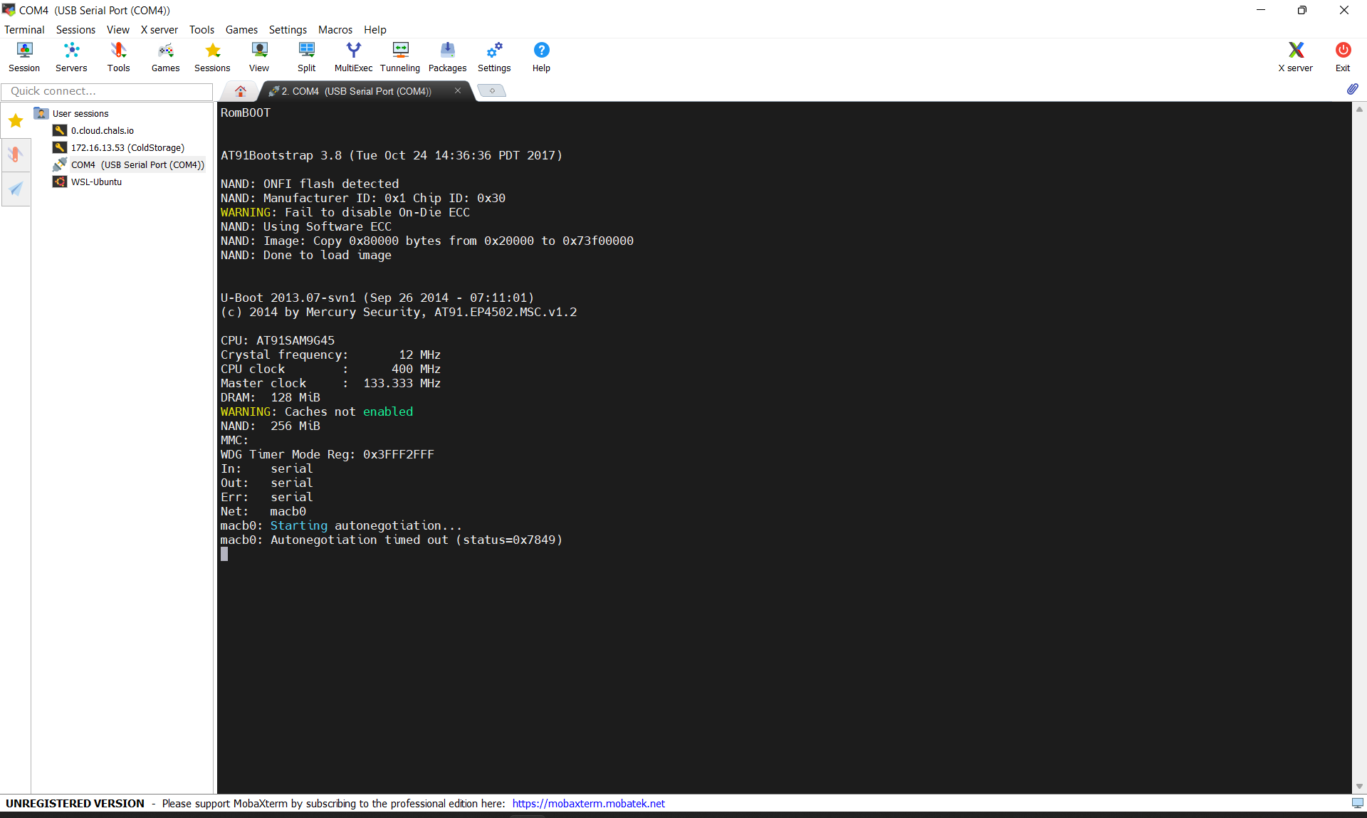 Figure 19. Moba XTerm Initial RomBOOT Output
