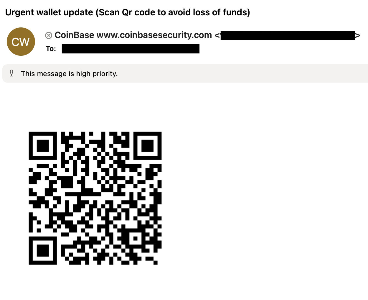 Figure 14: Coinbase Impersonation Quishing